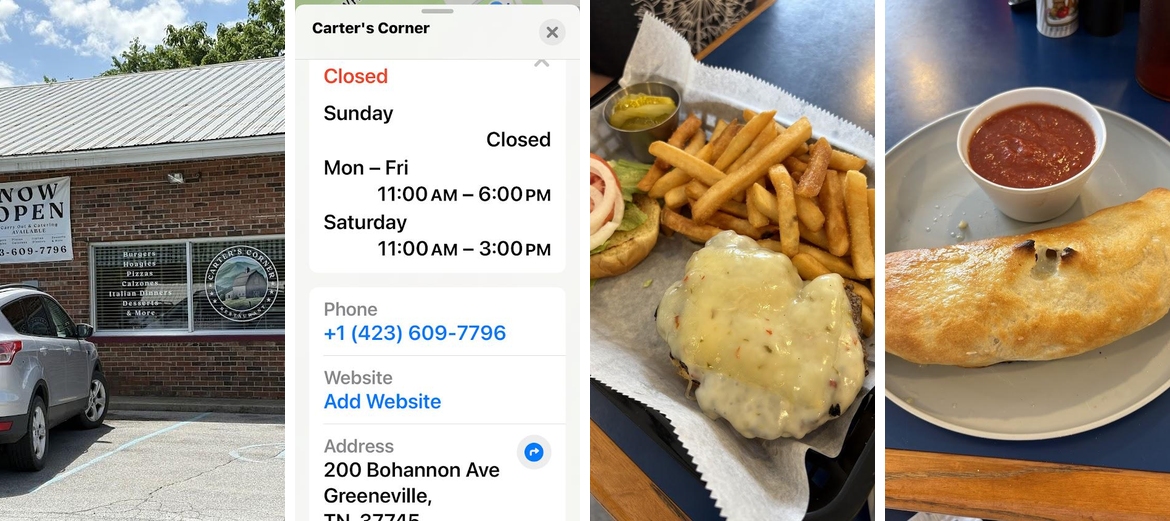 Carter's Corner Restaurant Menu